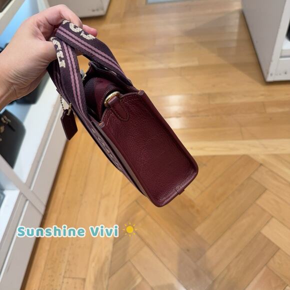 NWT Coach Smith Mini Tote Bag CCF80 pebbled leather Gold Dark wine - Picture 2 of 8